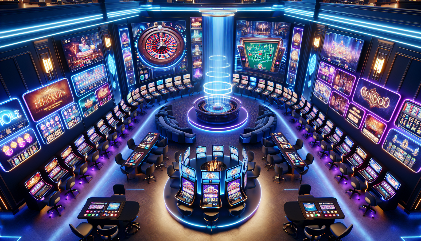 Vista digital del lobby del Bplay Casino Santa Fe con juegos en primera plana