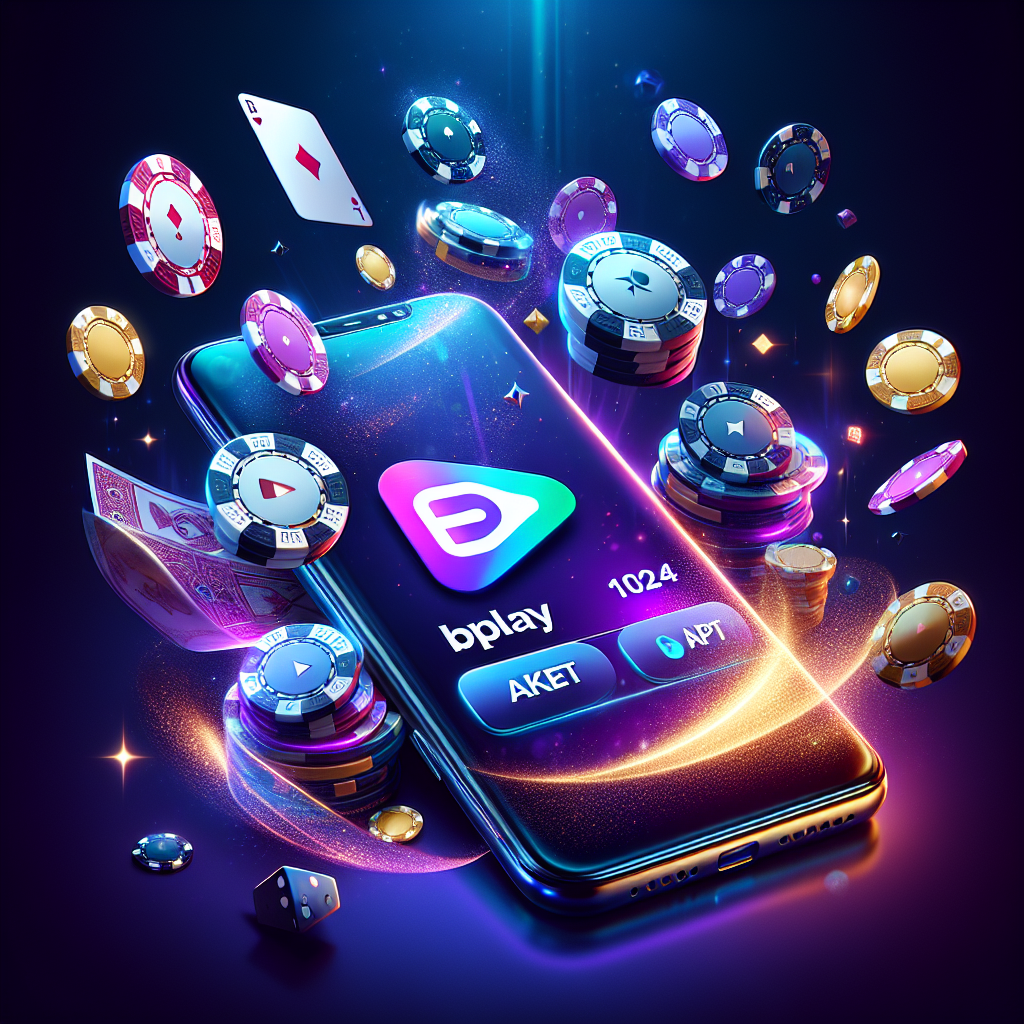 Vista de la descarga de app de Bplay Casino Santa Fe con elementos de casino alrededor