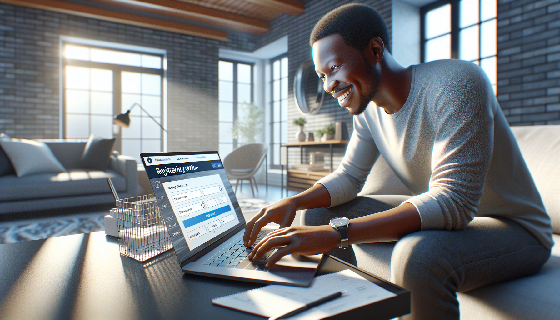 Proceso de registro en Bplay Santa Fe paso a paso Usuario registrándose en Bplay Santa Fe desde su laptop en casa